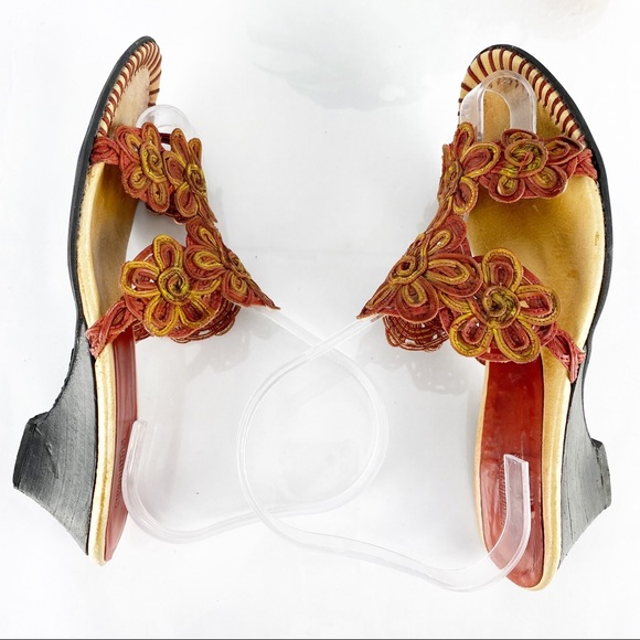 Pikolinos Sandal Wedge Slide Red Floral Embroidery - Picture 7 of 12